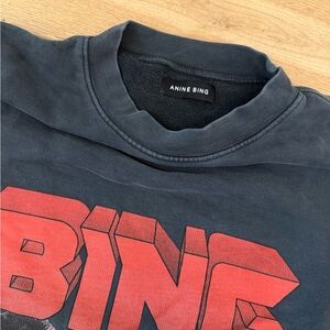 Anine Bing Charcoal and Red Logo Sweatshirt